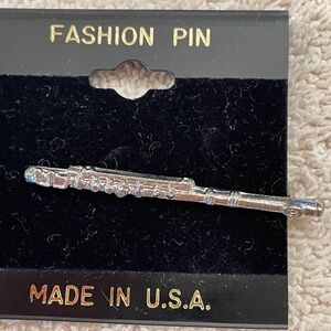 Cute Flute Fashion Pin - New/Unused - Silver Plated - 1.75"